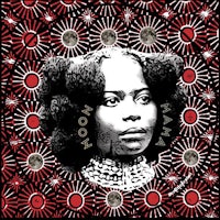 an image of a woman with afro hair on a red background